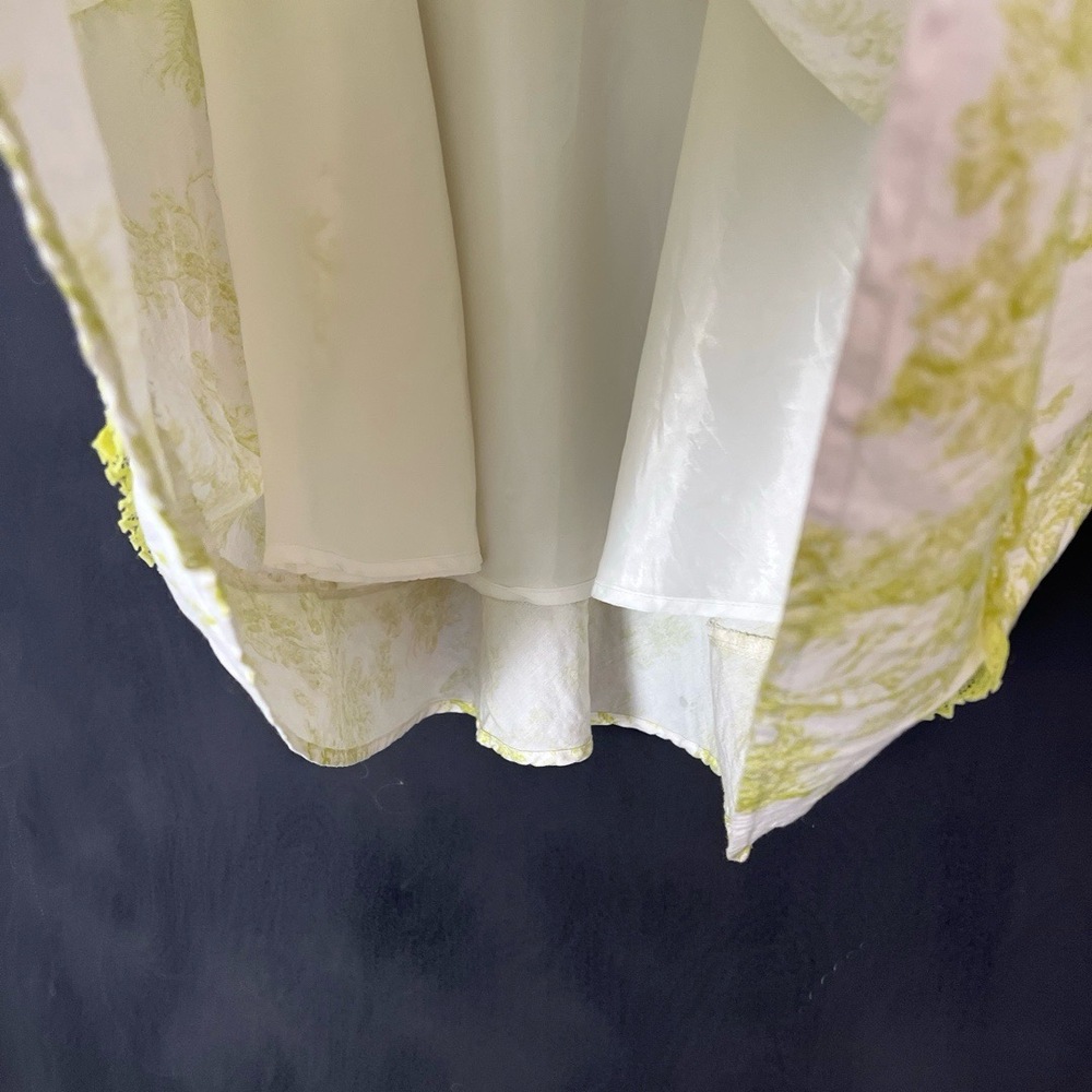 Coldwater Creek Skirt Womens Size 16 Green Linen Midi Toile Coastal Elegant - Picture 5 of 6